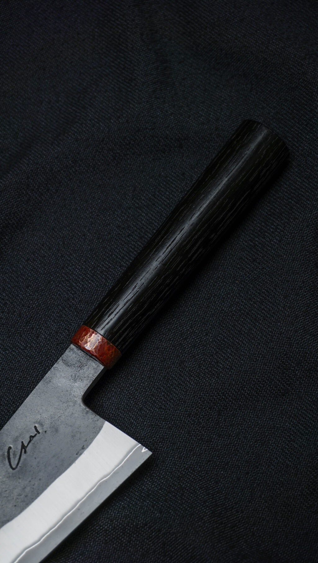 Gyuto 19,5 cm. Aogami super stainless clad. Bog oak, copper.