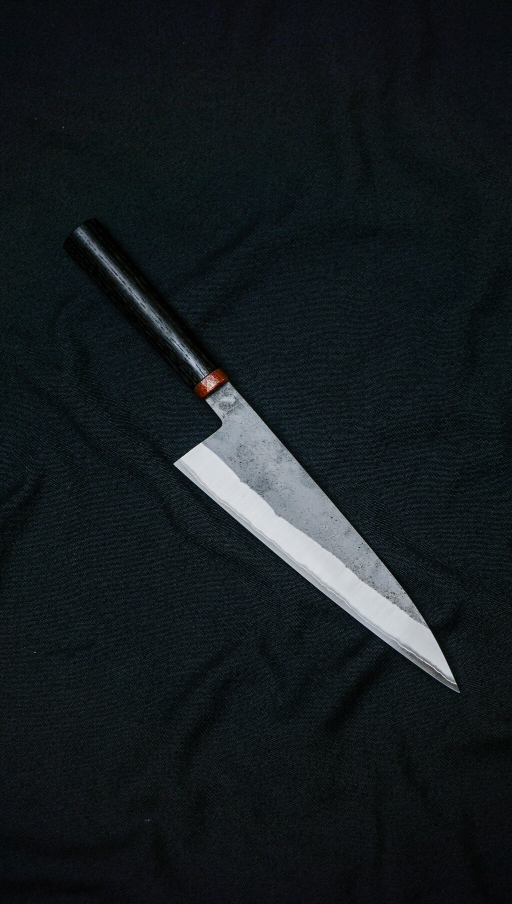 Gyuto 19,5 cm. Aogami super stainless clad. Bog oak, copper.