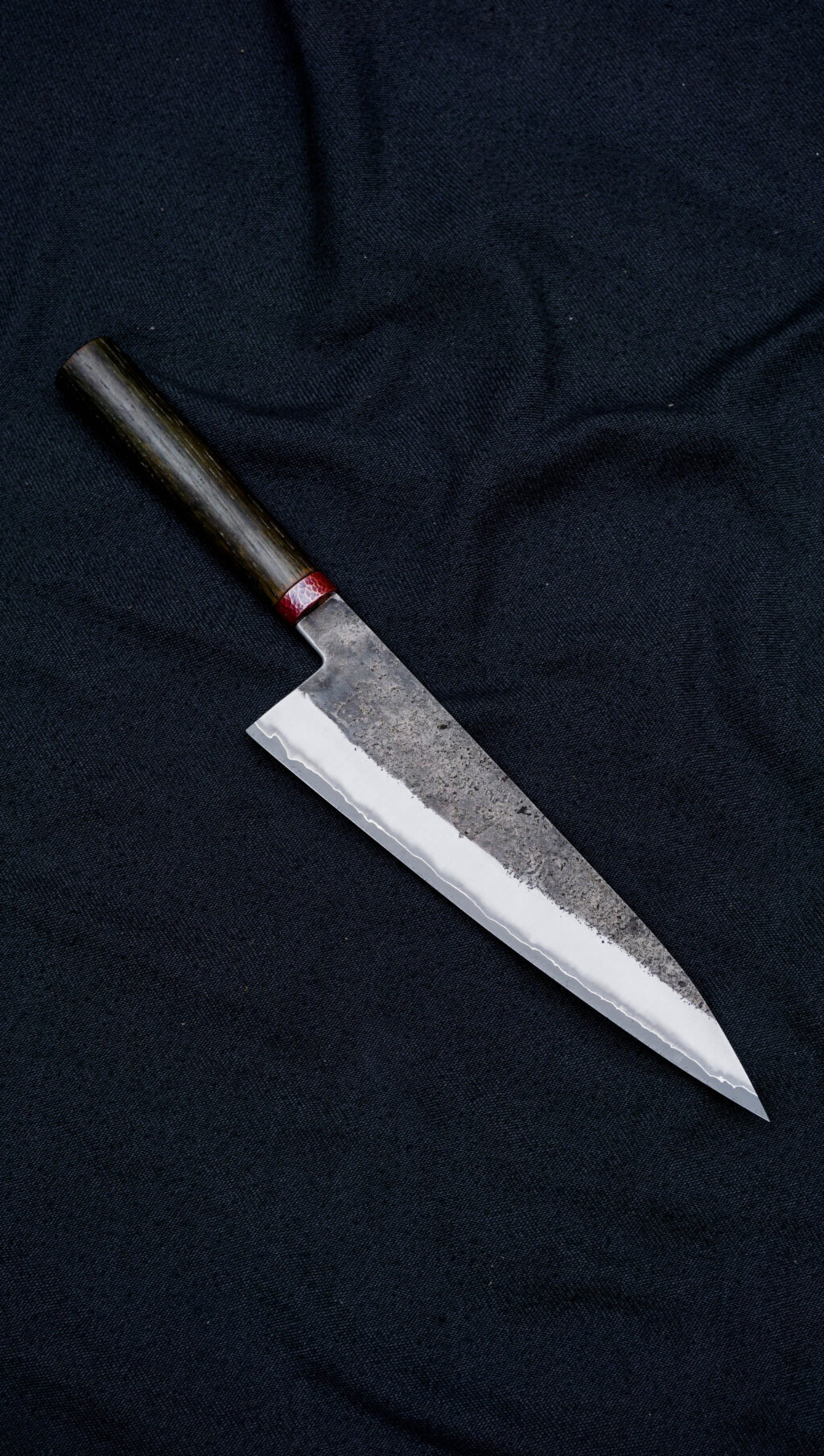 Gyuto 20 cm. Aogami super stainless clad. Bog oak, copper.