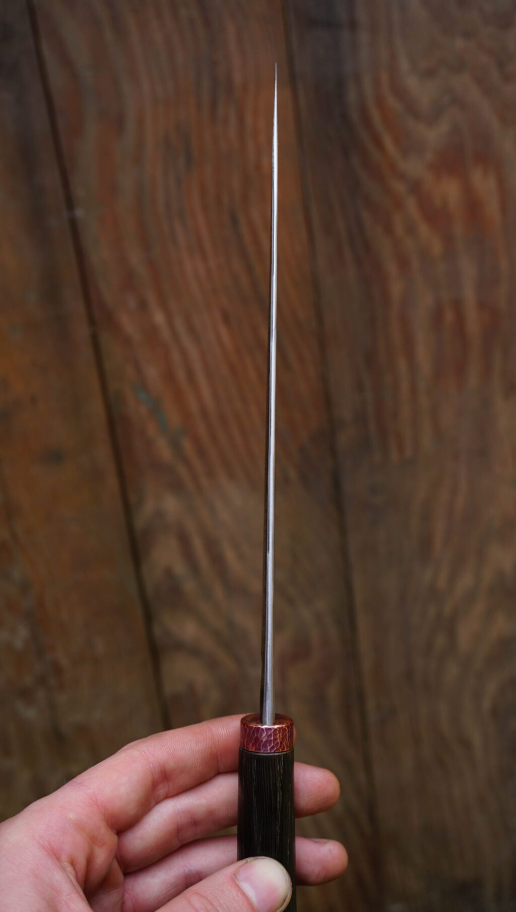 Gyuto 20 cm. Aogami super stainless clad. Bog oak, copper.