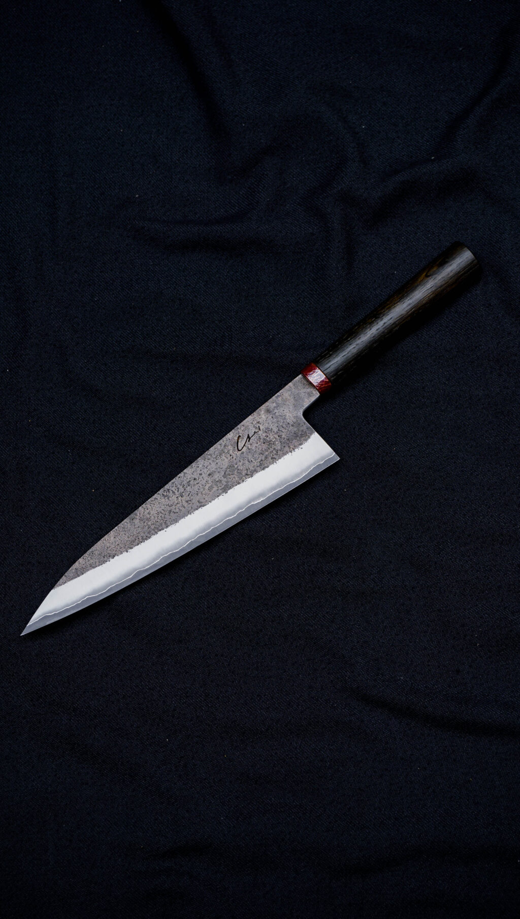 Gyuto 20 cm. Aogami super stainless clad. Bog oak, copper. (2)