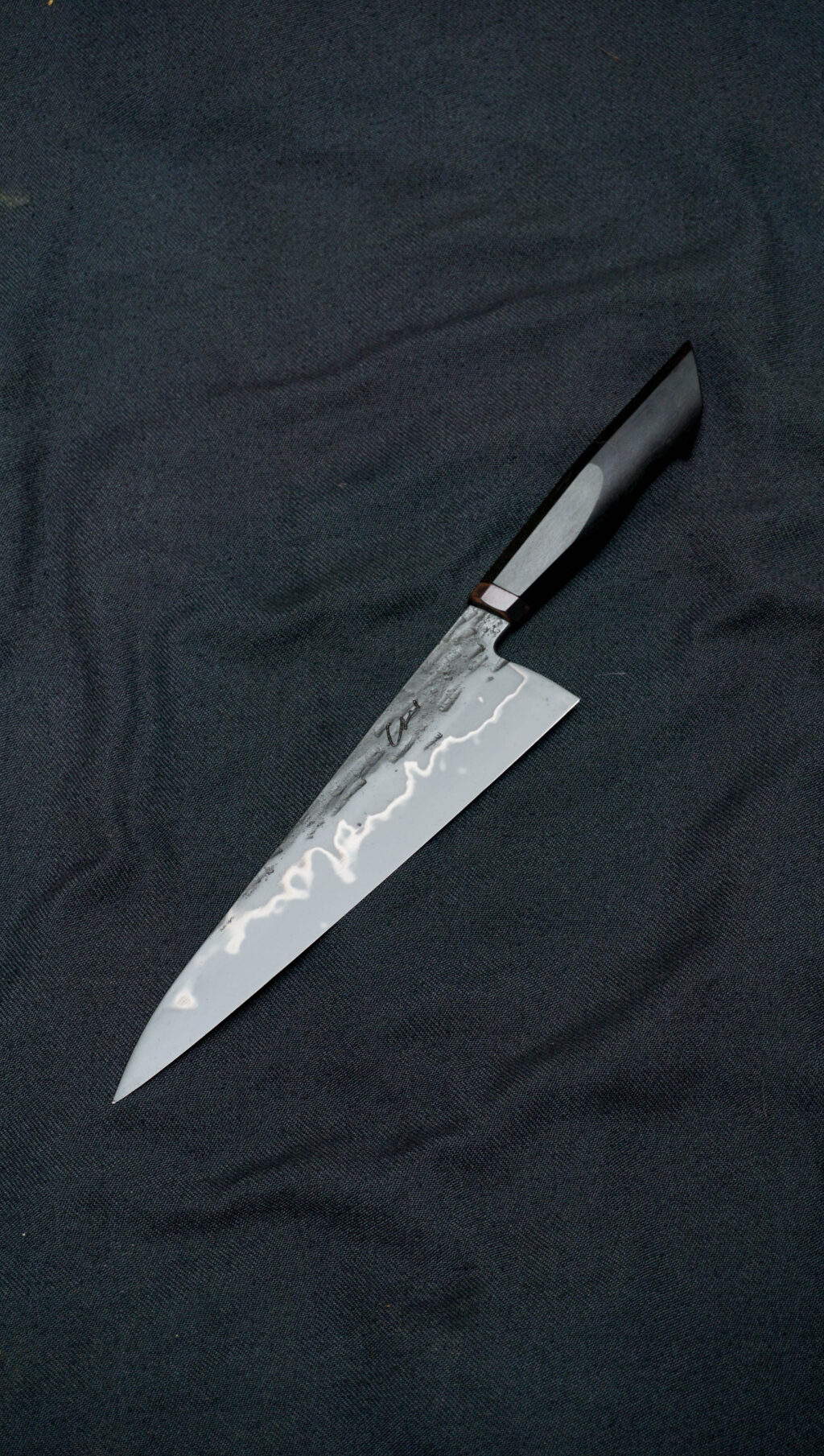 handcraft kitchen knife 2 Chef knife 21,5 cm (honyaki). Ebony and copper.