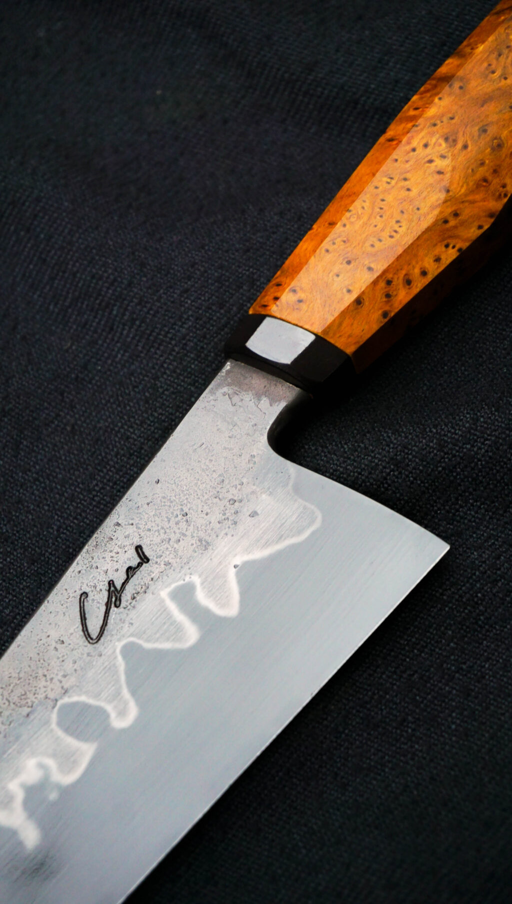 Chef knife 22 cm. 26c3 honyaki. Cheeseburl, copper.