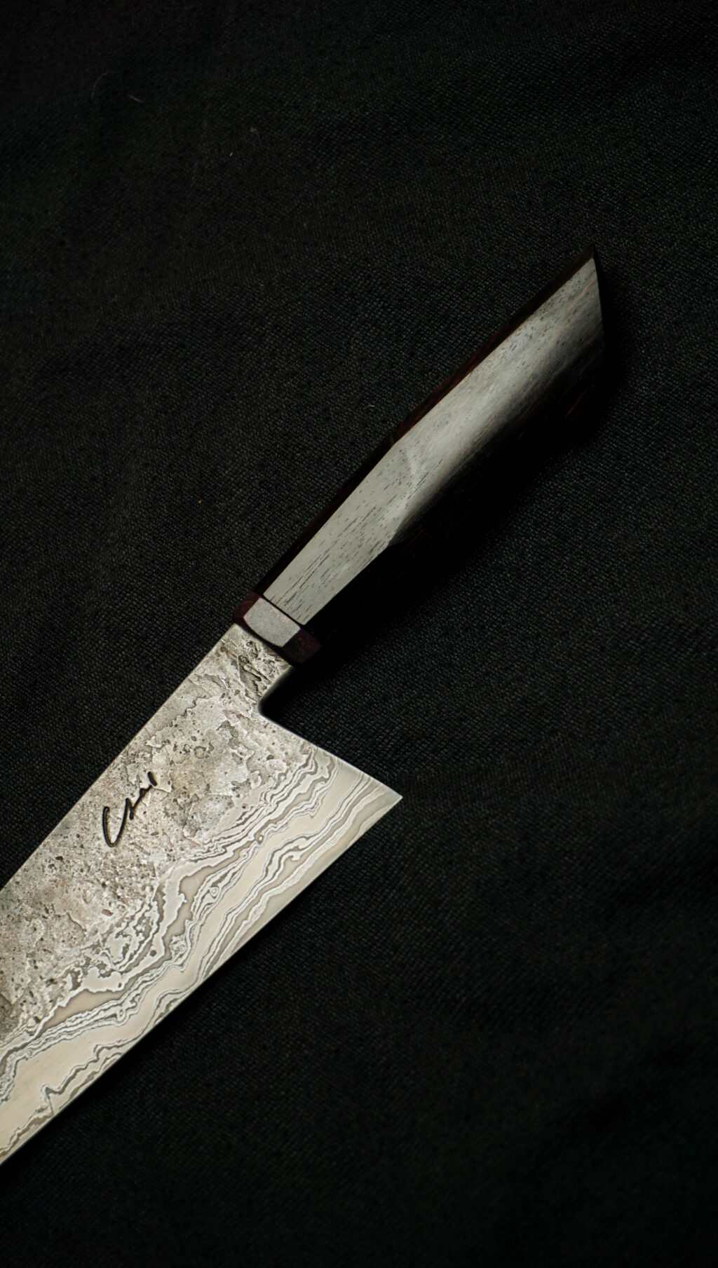 Damascus chef knife 245 mm. Blackwood.